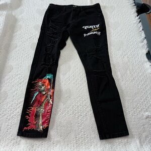 Motive Graphic Distressed Denim Skinny Jeans (32x32)